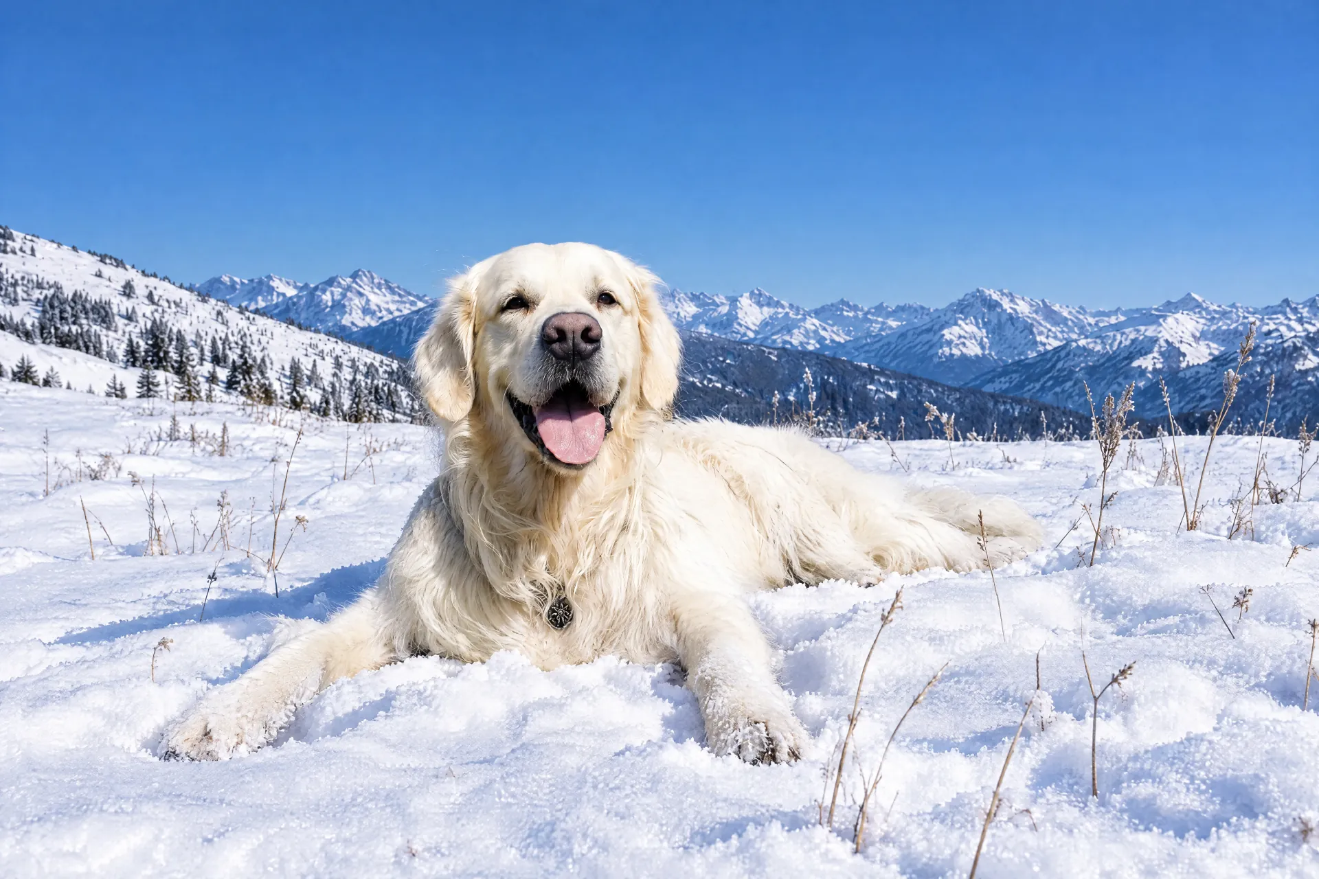Hund im Schnee am Hochkönig