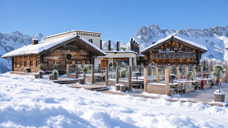 Steinbock Alm — rustic alpine dining with terrace and mountain views